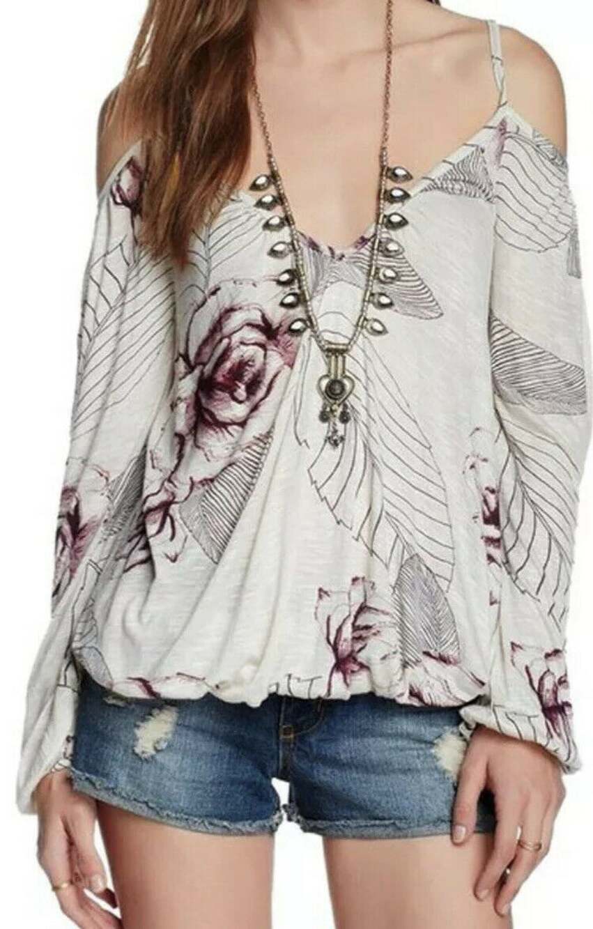 FREE PEOPLE Adelia Rose Cold Shoulder Top Oversize